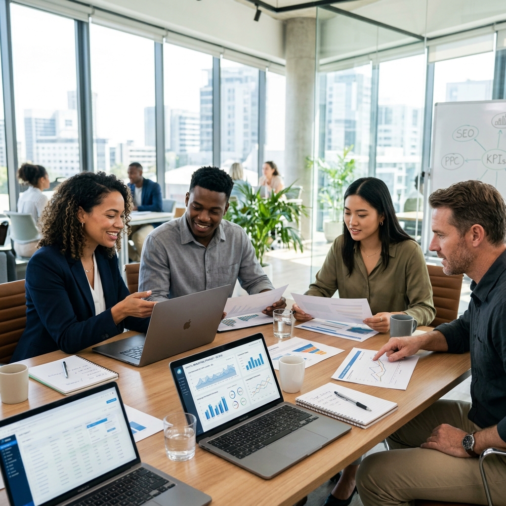 Marketing professionals reviewing data